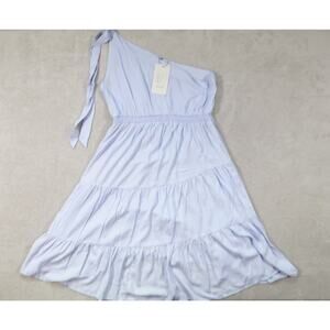 Fashion Womens Light Blue One Shoulder Tie Sundress Size M